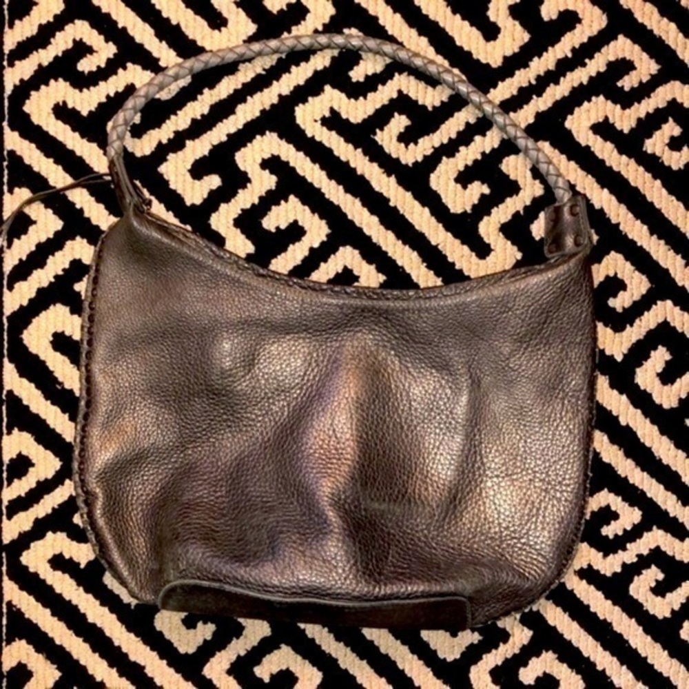 Carlos Falchi Gray Metallic Leather Hobo Purse